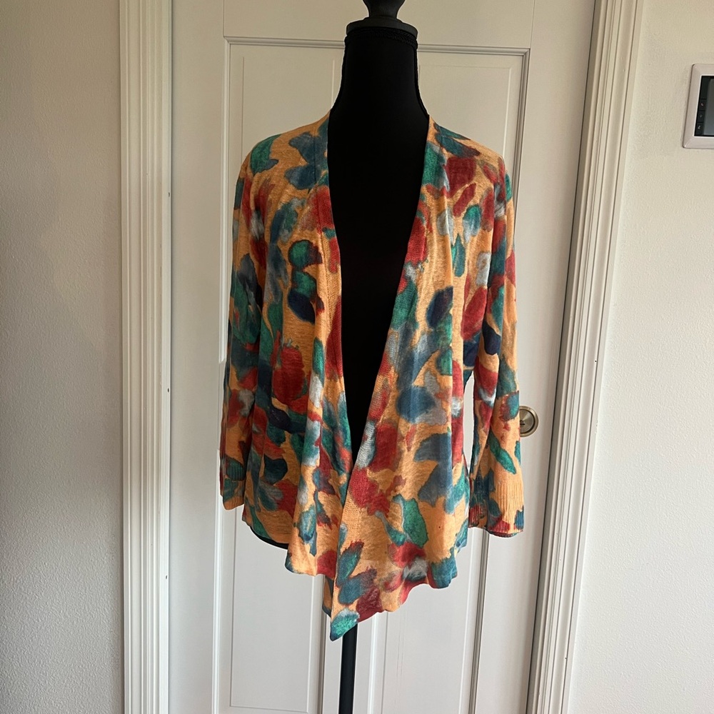 NIC+ZOE Multicolor Abstract Cardigan
